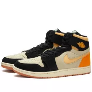 Air Jordan 1 ZM Air CMFT 2 in Muslin Gold Black & Orange