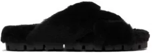 Prada Black Shearling Sandals