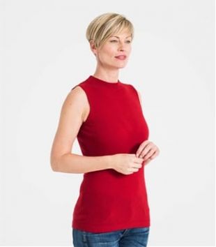 Pull sans manches à col cheminée - Femme - Cachemire & Mérinos en Rouge