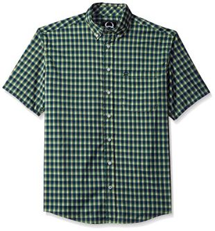 Cinch Men's Arenaflex Short Sleeve Button Plaid Shirt, Green, Small