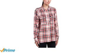 Womens Hi Low Hem Checkered Blouse