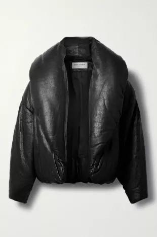 Padded Textured Leather Jacket