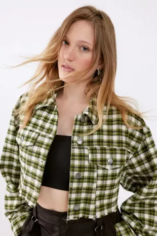 Carissa Flannel Cropped Shirt Jacket
