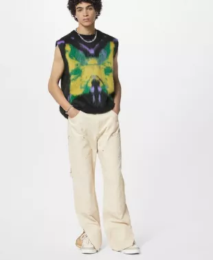 LOUIS VUITTON 23AW Monogram denim Workwear Painter Carpenter Wide Pants Bottoms RM232Q Y38 HOD45W Indigo blue 34