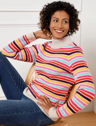 Mockneck Sweater in Happy Stripe