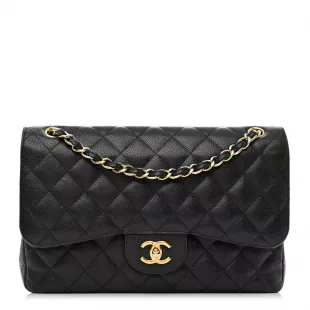 Chanel - Caviar Quilted Jumbo Double Flap Black