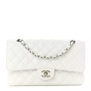 Chanel - Caviar Quilted Medium Double Flap White