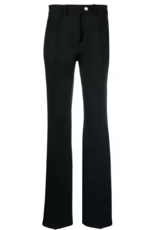 High-Waisted Straight-Leg Trousers Black