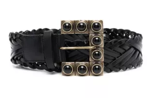 Interwoven Leather Buckle Belt