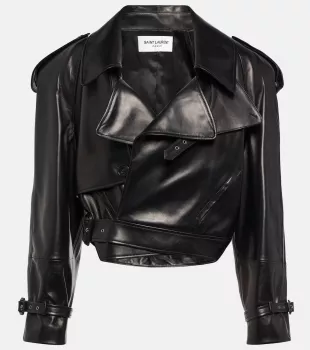 Saint Laurent - Cropped Leather Biker Jacket
