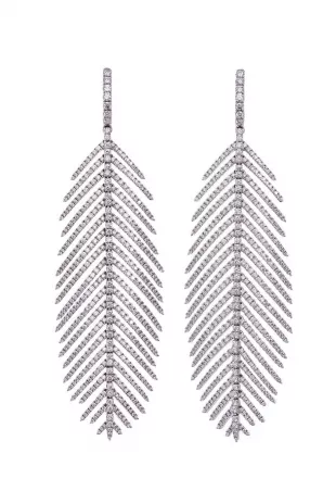 Pave Feathers That Move Earrings