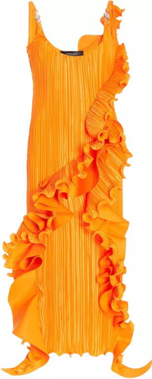 Women's Ruffled PlissA Midi Dress