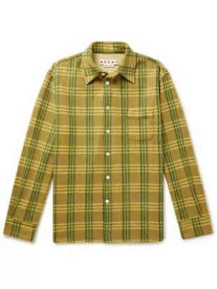 Checked Brushed-Knit Shirt