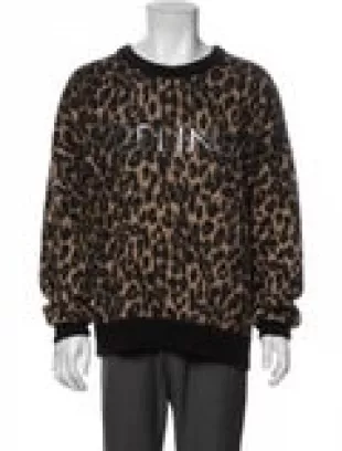 Studded Leopard-Print Mohair-Blend Sweater