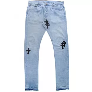 Leather Cross pacth Jeans