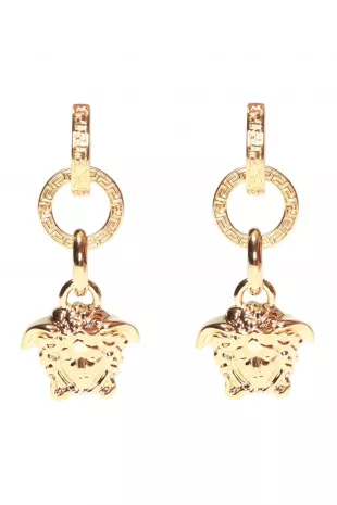 Gold Medusa Head Drop Earring