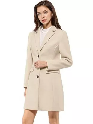 Manteau à Fermeture boutonnée à Revers pour Femmes Costume d'Halloween Blanc crème XS