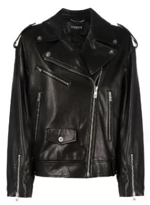 Versace - Zippered Leather Biker Jacket