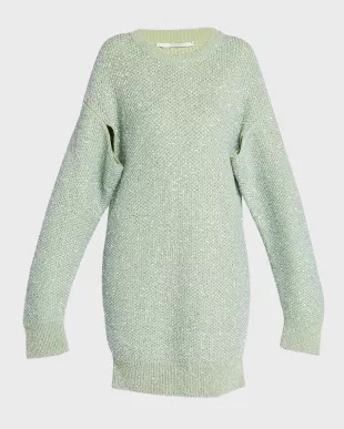 Sequin Seed Stitch Cape Long Sleeve Sweater Dress