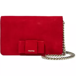 Red Suede Bow Shoulder Bag