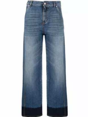 Two-Tone Straight-Leg Jeans