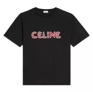 Rhinestone Loose T-shirt In Cotton Jersey Black/Red