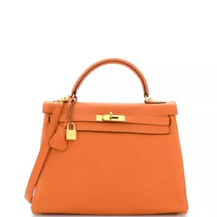 Kelly Handbag Orange H Togo with Gold Hardware