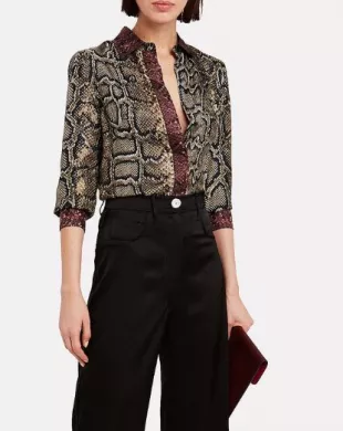 Slim Snake-Printed Silk Shirt
