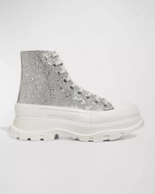 Men's Crystal-Embellished Leather Tread Slick Boots