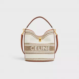 Bucket 16 Bag in Striped Textile with Celine Jacquard and Calfskin