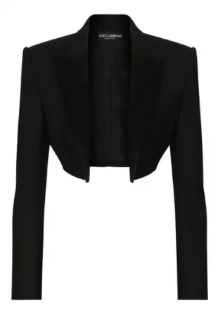 Long-Sleeved Cropped Open-Front Blazer