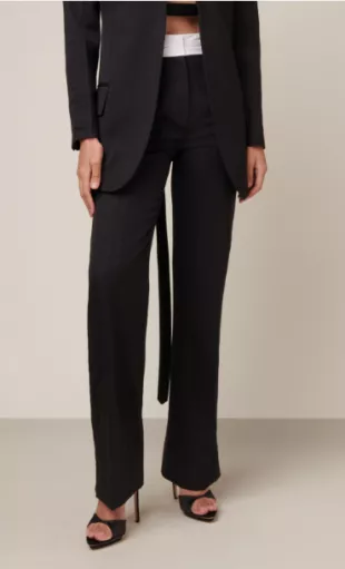 Victoria Beckham Straight-Leg Tuxedo Pants worn by Victoria Beckham at  Dorian Restaurant in London on November 23, 2023
