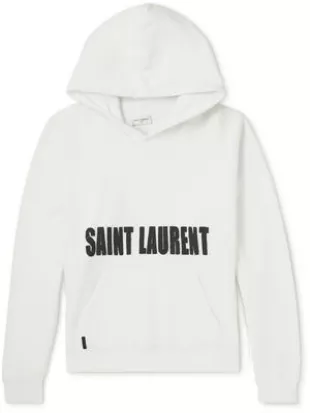Saint Laurent - Agafay Logo-Print Cotton-Fleece Hoodie