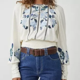 Embroidered Floral Top Diamond Combo