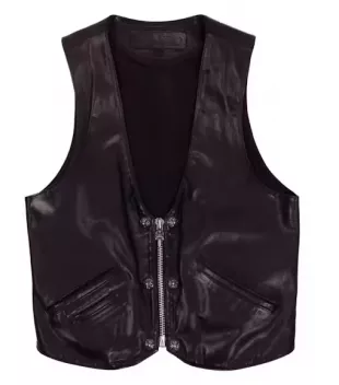Black Leather Biker Vest