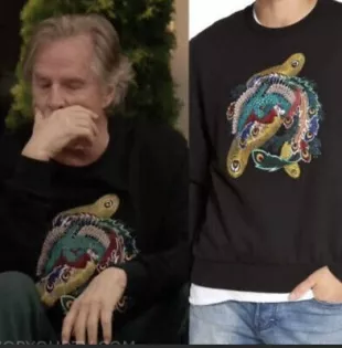 Nolan Black Embroidered Crew Sweatshirt Peacock Men’s Sz Large NEW