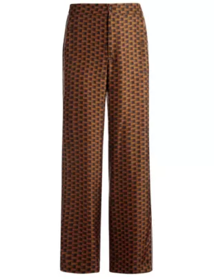 Pennant-Print Silk Trousers