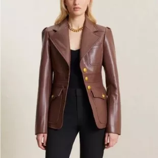 Amelia Vegan Leather Blazer
