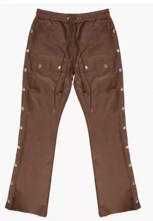 Snap Cargo Flared Pants-Brown