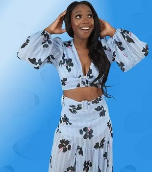Expressions Sheer Slate Blue Floral Two Piece Set