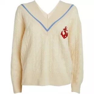 Guilhem Logo-Embroidered Wool-Cashmere V-Neck Sweater
