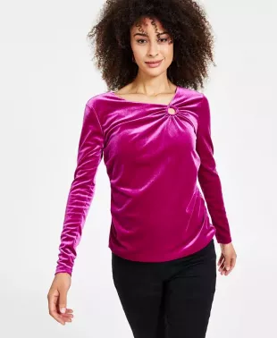 Velvet O-Ring Top in Burnished Berry