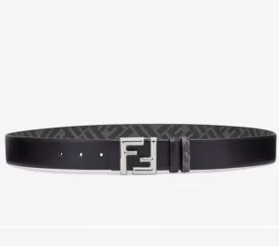Rounded Belt Black Leather Reversible Belt