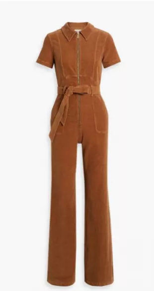 Gorgeous Belted Cotton-blend Corduroy Wide-leg Jumpsuit