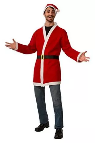 Clausplay Santa Jacket With Belt and Hat Party Supplies, Multi Color, Standard US
