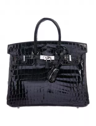 Crocodile Birkin Bag in Black