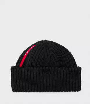 Prada Black Linea Rossa Ribbed Beanie worn by Future on the