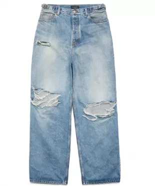 Destroyed Super Large Baggy Pants In Blue