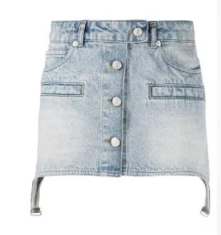 Asymmetric Denim Miniskirt