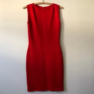 St John - St John Dress Red Santana Knit Sheath Sleeveless